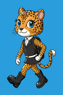 时尚豹纹装卡通猎豹形象