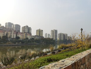 河畔城市风光景致