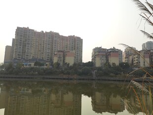 湖畔高楼倒影风景图