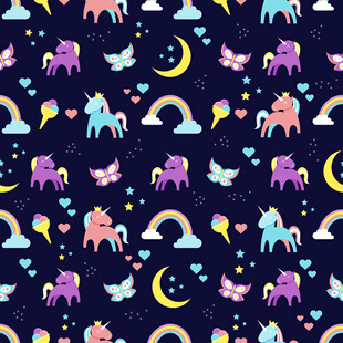 梦幻独角兽星空图案背景
