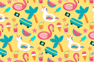 夏日泳池派对元素图案