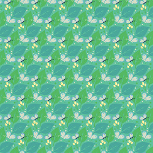 清新绿底白花图案背景