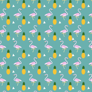 火烈鸟菠萝图案背景图