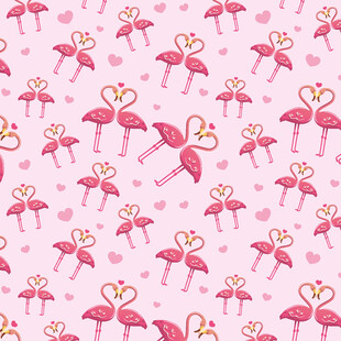 粉色火烈鸟爱心图案背景