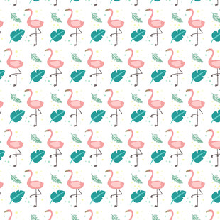 火烈鸟绿叶图案无缝背景