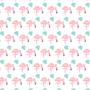 火烈鸟与叶子的可爱图案