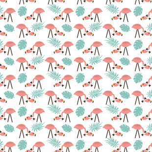 可爱动物植物无缝图案