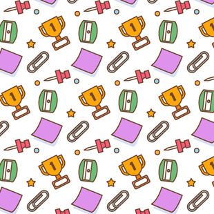 多彩文具无缝图案设计