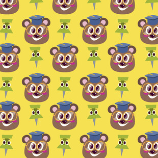黄色背景熊图案重复纹理