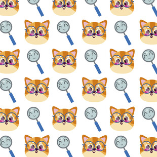 猫咪与放大镜图案背景