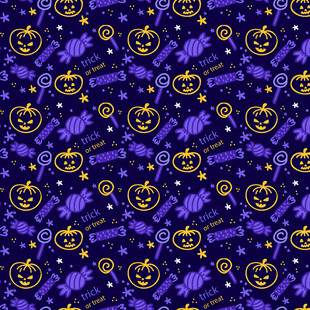 紫色万圣节元素无缝图案