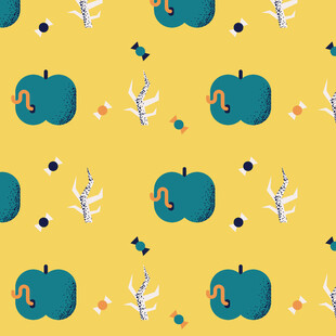 黄色背景南瓜图案无缝纹理