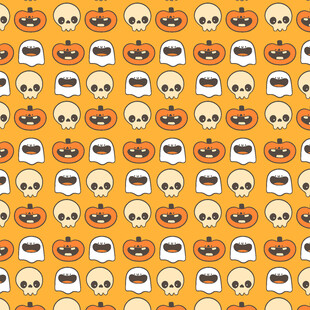 可爱表情图案的橙底背景图