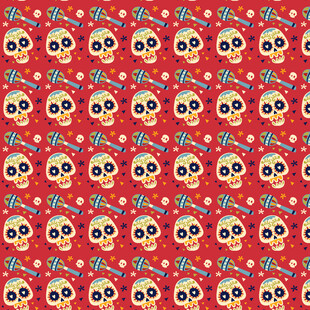 红色背景骷髅头图案设计