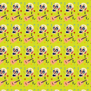 骷髅图案背景的多彩装饰