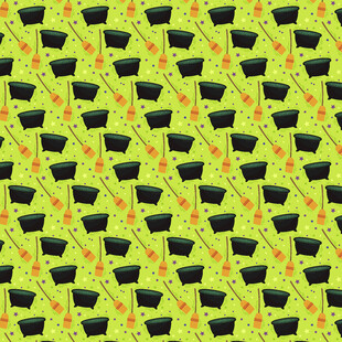 黄绿背景黑色图案无缝纹理