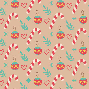 圣诞糖果爱心图案背景