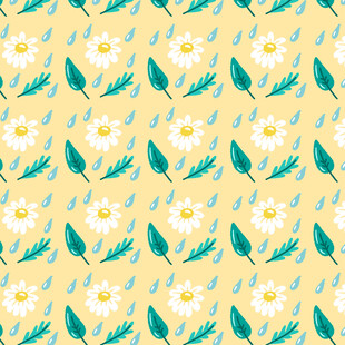 清新雏菊绿叶图案壁纸