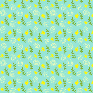 清新蓝底黄花花卉图案