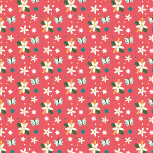 红色花卉图案背景纹理