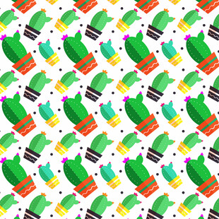 可爱仙人掌图案背景