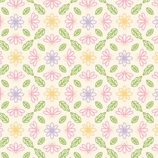 清新花卉几何图案背景