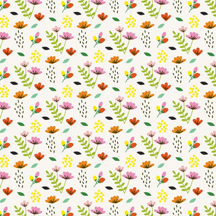 多彩花卉植物无缝图案