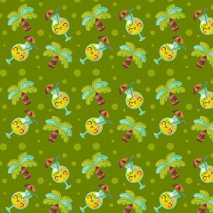 绿色背景水果图案无缝纹理