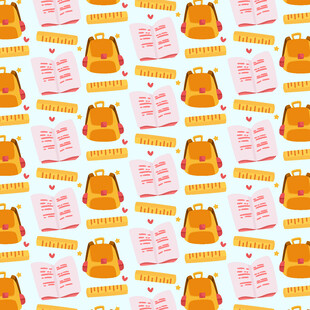 卡通风格书包文具图案背景