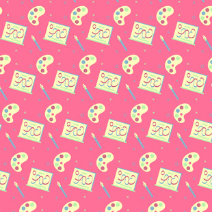 粉色卡通绘画元素无缝图案