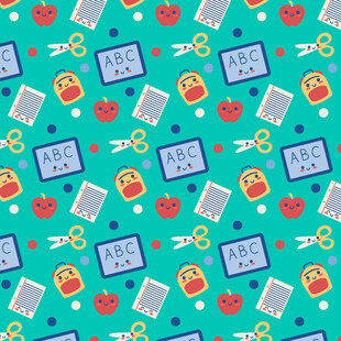 多彩文具图案无缝背景图