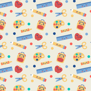 可爱卡通文具图案背景