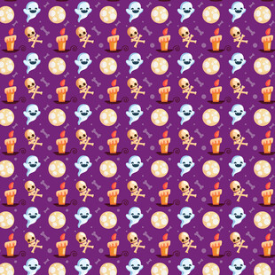 紫色底多彩节日元素图案