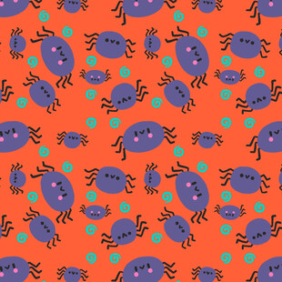 橙色背景可爱螃蟹图案