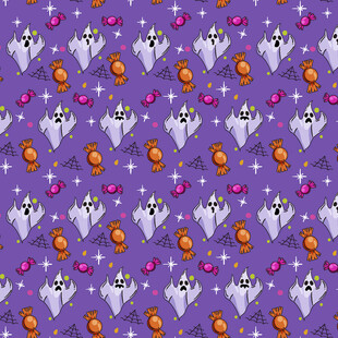 紫色背景万圣节元素图案