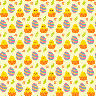 复活节彩蛋小鸡图案背景