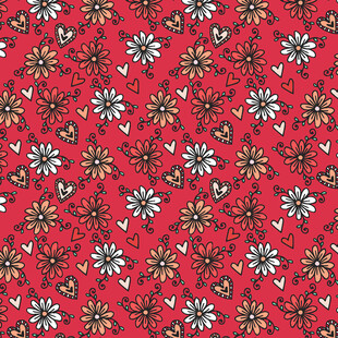 红色花卉图案背景纹理