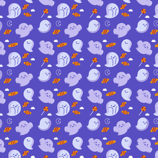 紫色背景可爱云朵图案