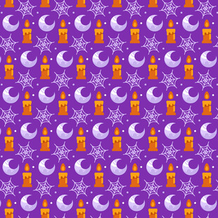 紫色背景的蜡烛月亮图案