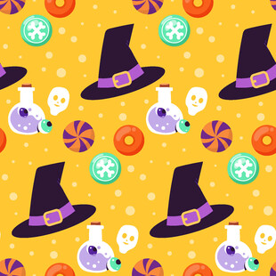 万圣节元素无缝图案背景