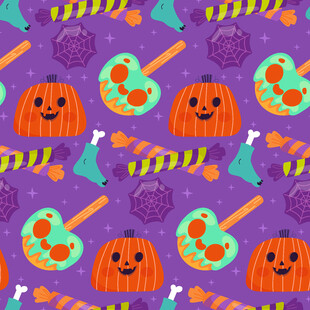 万圣节南瓜糖果图案背景