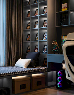 现代风个性书架卧室一角