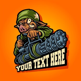 卡通士兵持枪形象