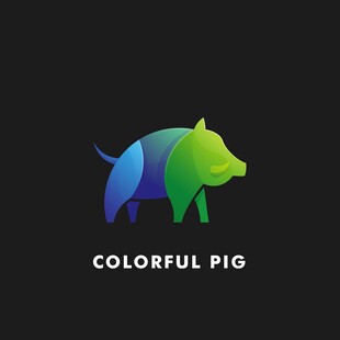 多彩小猪标志设计