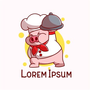 可爱小猪厨师形象设计