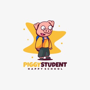 卡通小猪学生形象设计