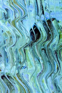 抽象蓝绿波浪纹理画作