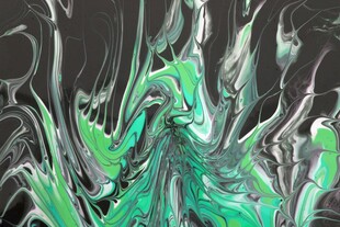 绿黑交融的抽象流体艺术