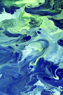 梦幻蓝绿抽象流体艺术