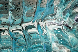 梦幻蓝调抽象流体艺术画面